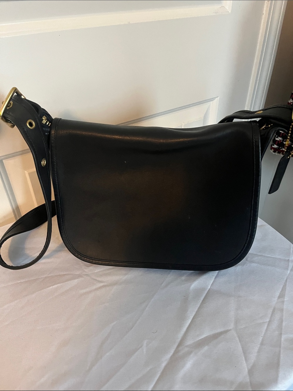 Coach Patricia  Black Leather Messenger Bag - Men's Crossbody
